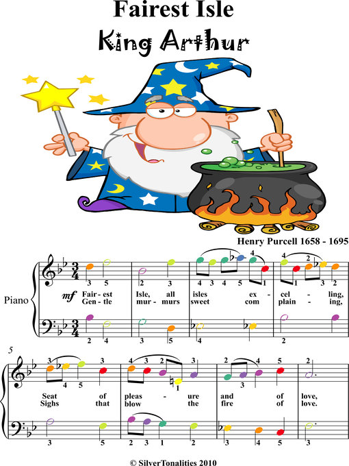 Title details for Fairest Isle King Arthur Easy Piano Sheet Music with Colored Notes by Henry Purcell - Available